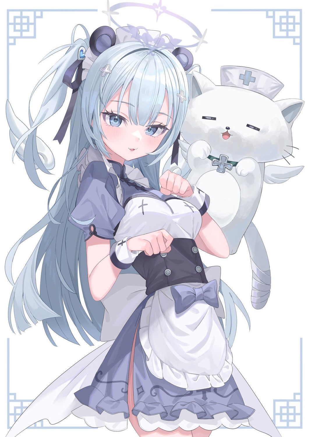 angel, animal_ears, awa_(awao141), indie_virtual_youtuber, maid, wings, yuha_uyu