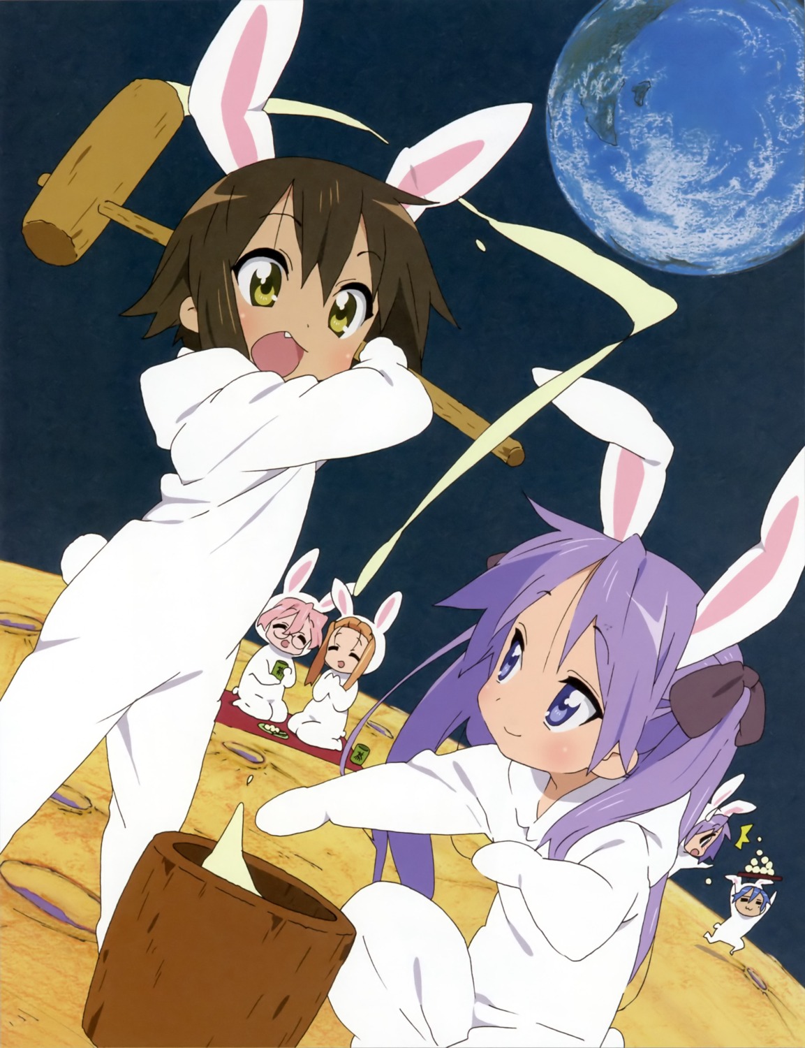 animal_ears, bunny_ears, hiiragi_kagami, hiiragi_tsukasa, izumi_konata, kusakabe_misao, lucky_star, minegishi_ayano