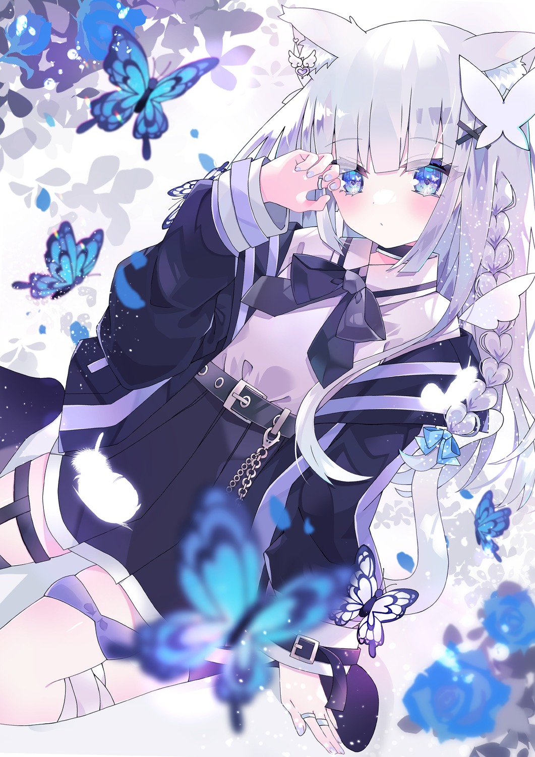 animal_ears, aoi_yugina, bandages, garter, nekomimi, seifuku, stockings, tail, thighhighs, yuzuki_yugina08