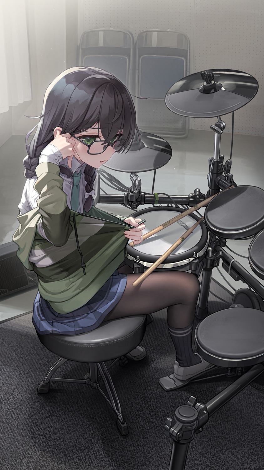 kurobuta_gekkan, megane, pantyhose, seifuku, synthesizer_v