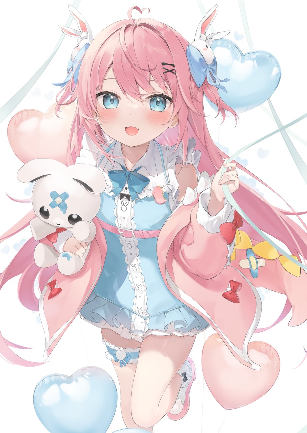 bandaid, dress, garter, indie_virtual_youtuber, jpeg_artifacts, mint_(psmin30), momota_momo, tail