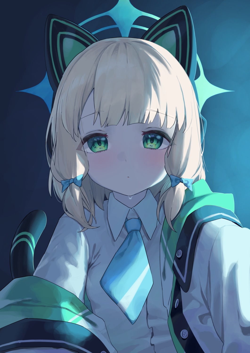 animal_ears, blue_archive, halo, nekomimi, saiba_midori, seifuku, syhan, tail