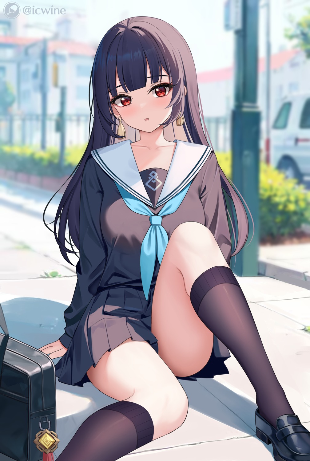 genshin_impact, icewine, seifuku, yun_jin