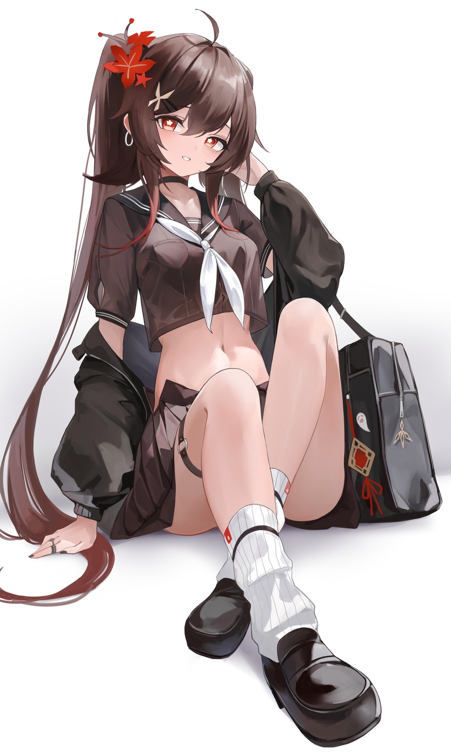 berserker_r, garter, genshin_impact, hu_tao, seifuku