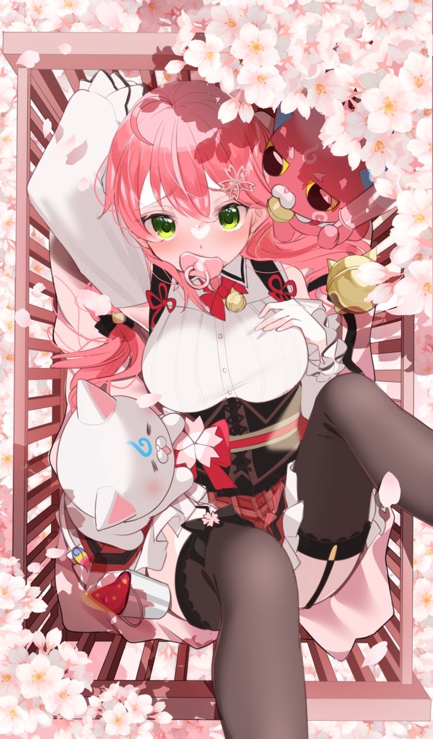 hololive, isuka, sakura_miko, stockings, thighhighs