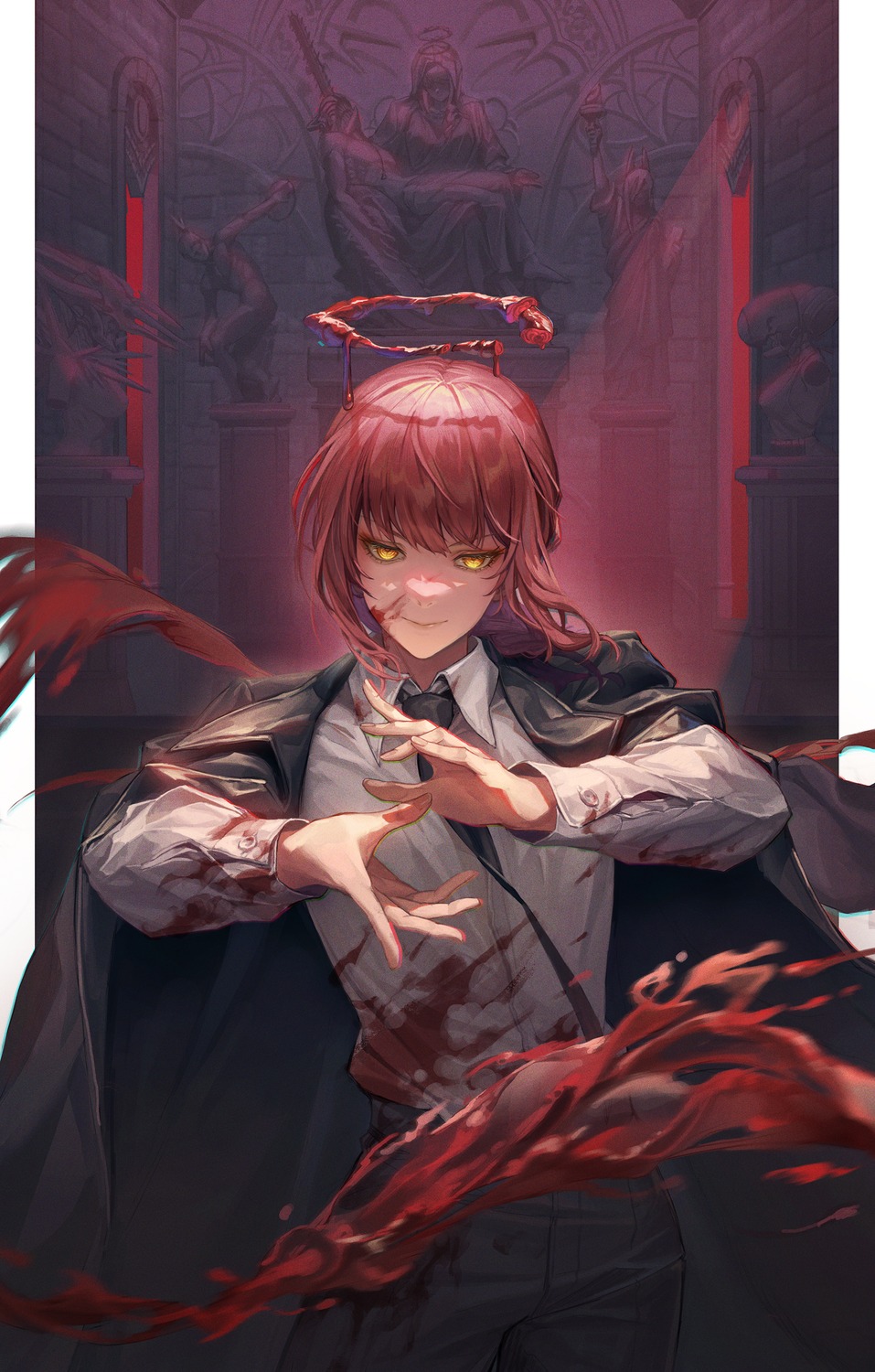 blood, business_suit, chainsaw_man, f.k_(hs225kr), makima_(chainsaw_man)