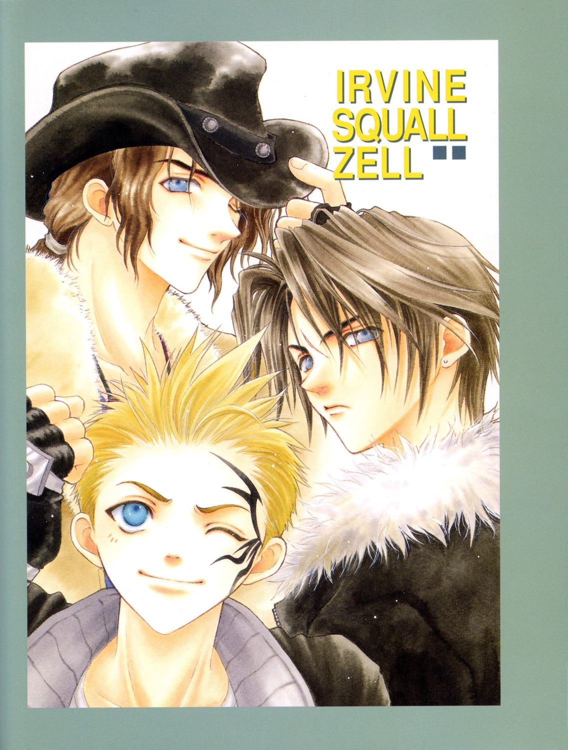 adumi_tohru, final_fantasy, final_fantasy_viii, irvine_kinneas, male, screening, squall_leonhart, tattoo, zell_dincht