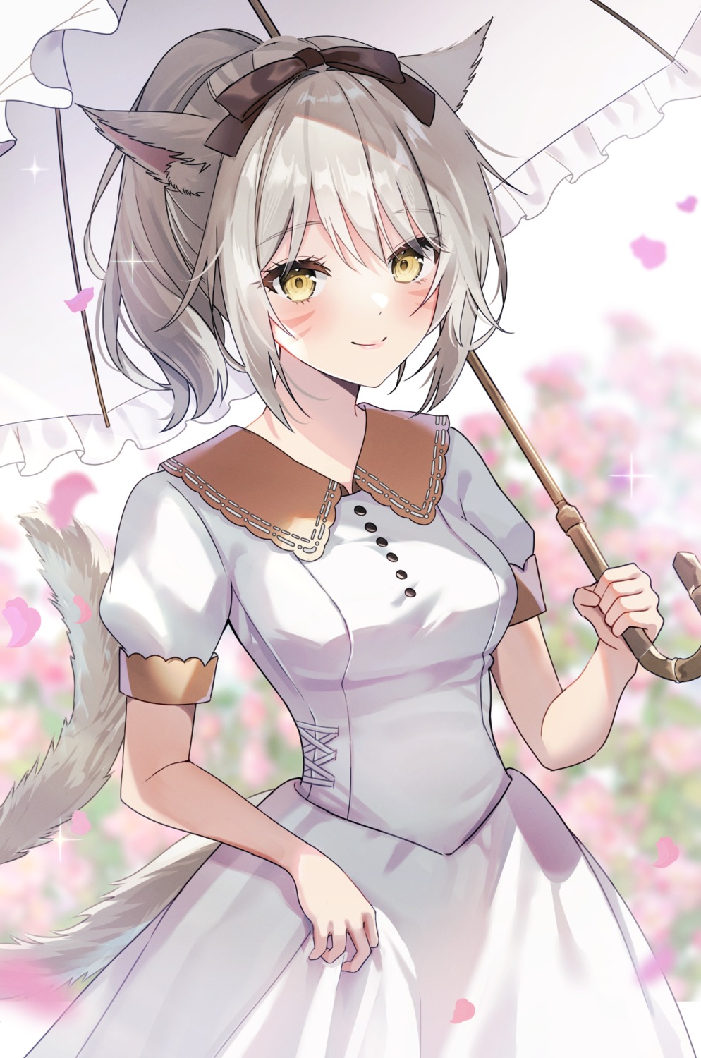 animal_ears, dress, final_fantasy, final_fantasy_xiv, miqo'te, nekomimi, su2525, tail