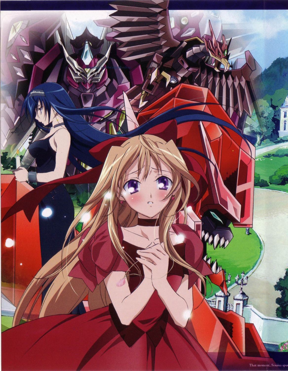 dress, fujii_maki, himemiya_chikane, kannazuki_no_miko, kurusugawa_himeko, mecha, screening, shiokawa_takashi