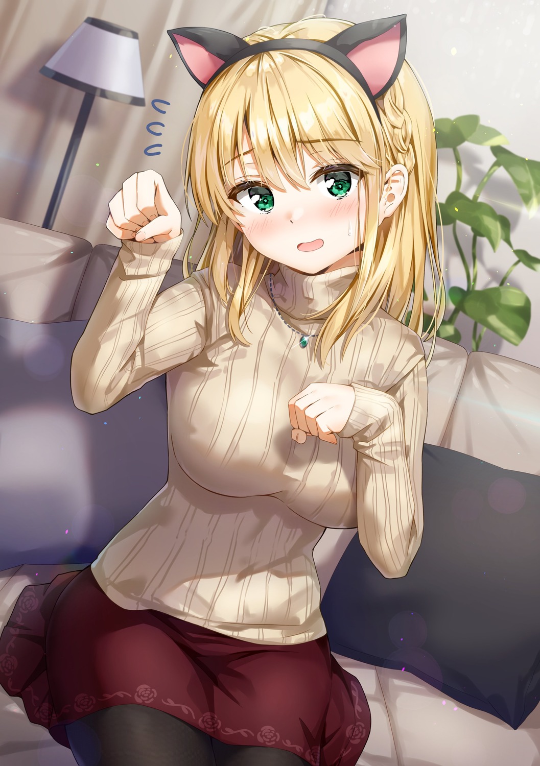 animal_ears, kadokawa_sneaker_bunko, kuria_(clear_trip_second), nekomimi, omiai_shitakunakatta_node_murinandai_na_jouken_wo_tsuketara_doukyuusei_ga_kita_ken_ni_tsuite, pantyhose, sweater, yukishiro_arisa