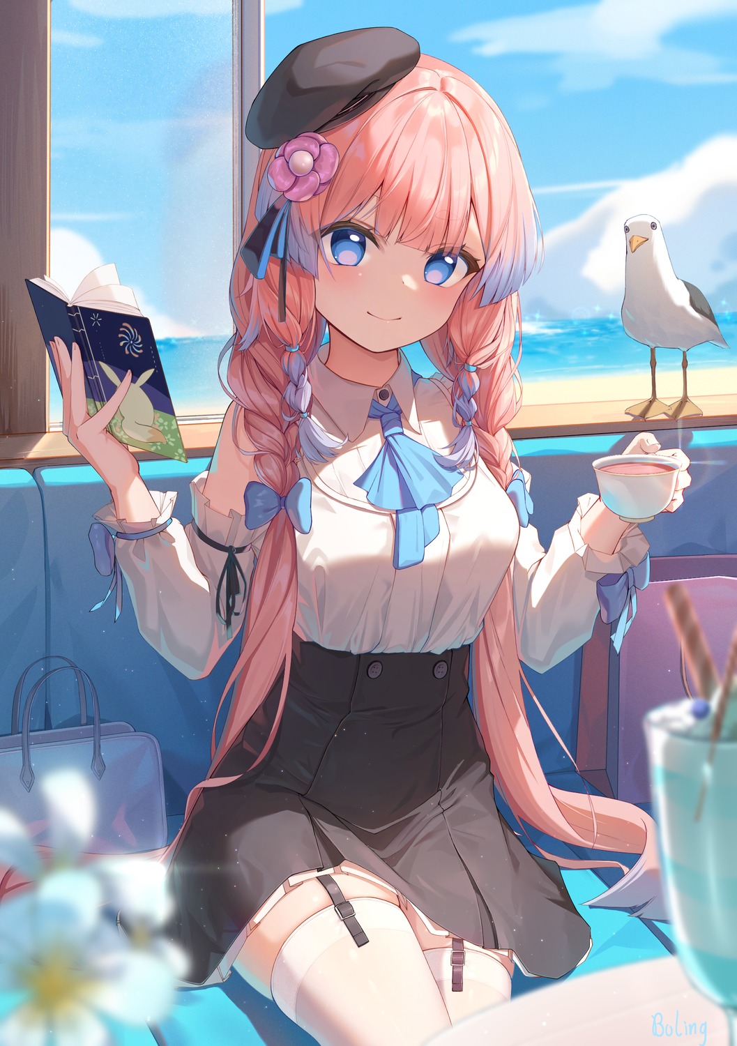 bolinger, genshin_impact, sangonomiya_kokomi, stockings, thighhighs