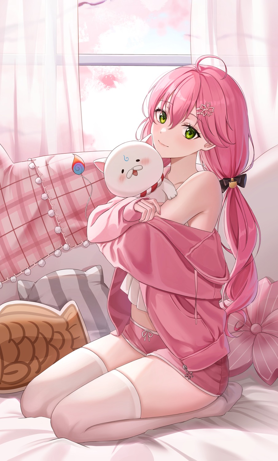 hololive, pora_0918, sakura_miko, thighhighs