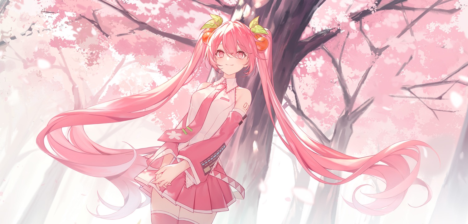 hatsune_miku, sakura_miku, tattoo, thighhighs, vocaloid, zhong_chai
