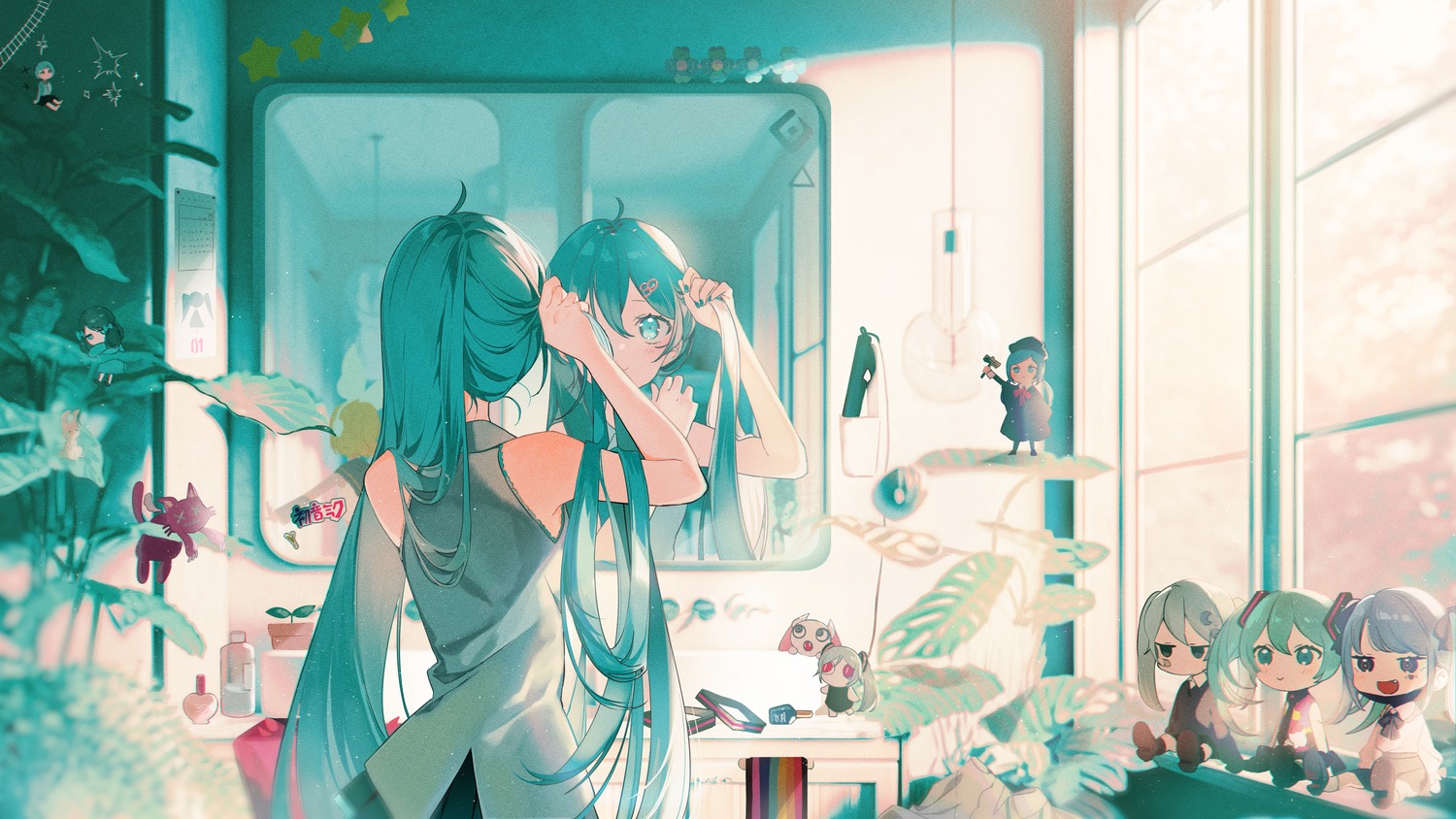 chibi, hatsune_miku, love_trial_(vocaloid), omutatsu, rolling_girl_(vocaloid), tell_your_world_(vocaloid), vampire_(vocaloid), vocaloid, wallpaper