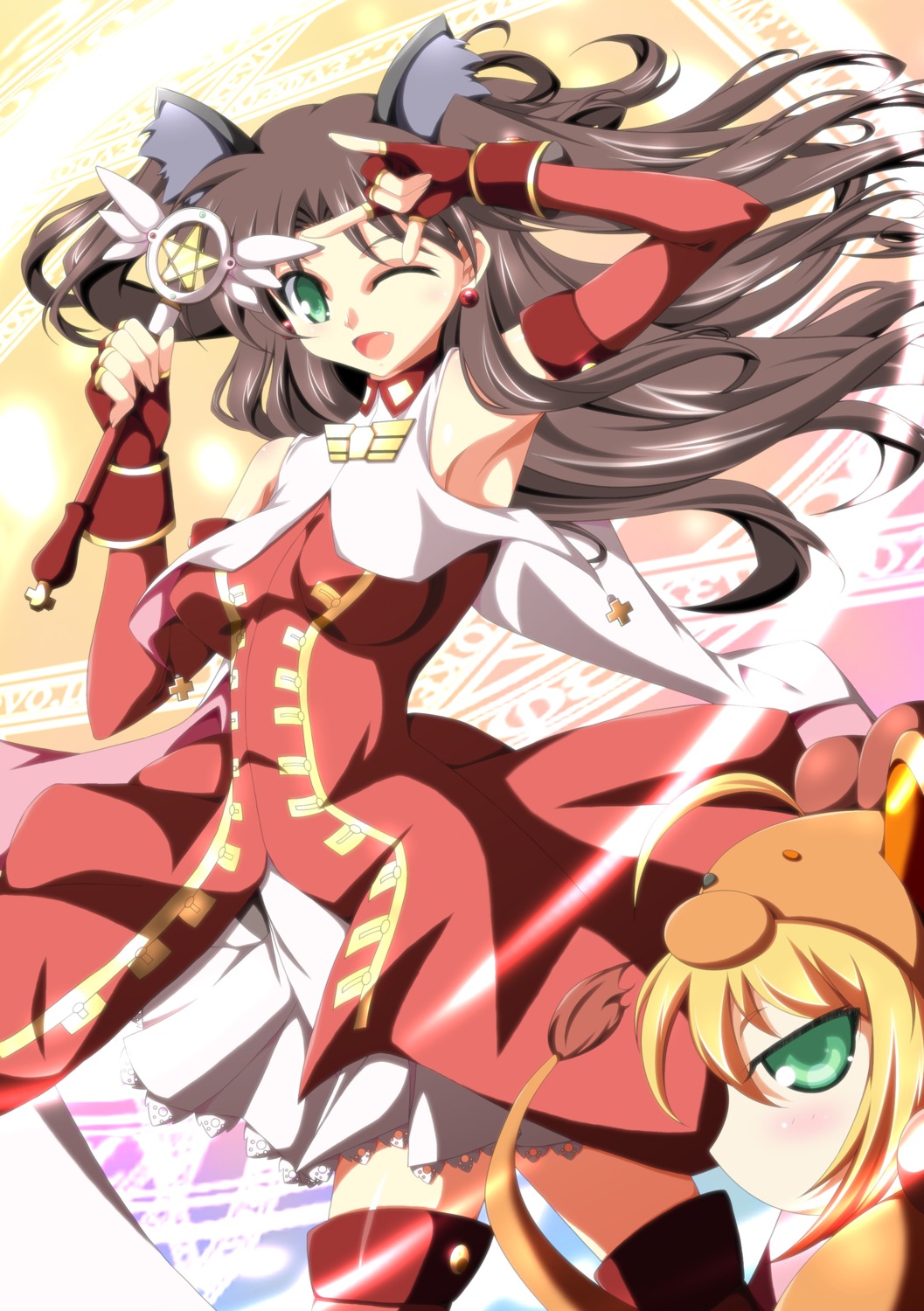 animal_ears, artoria_pendragon_(fate), fate/stay_night, ka2, kaleido_ruby, nekomimi, thighhighs, toosaka_rin