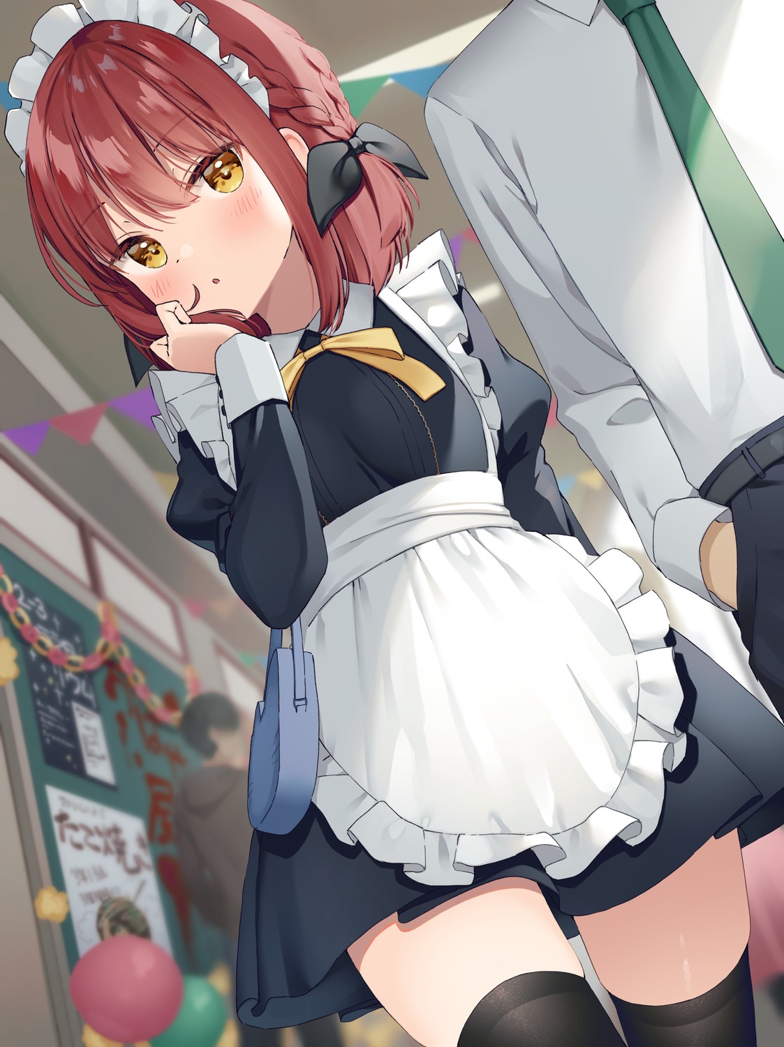 kazari_(muninshiki), maid, muninshiki, thighhighs, waitress