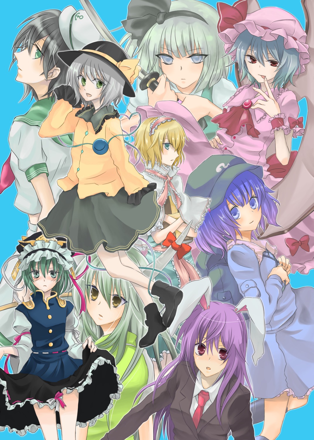 alice_margatroid, ex_keine, kamishirasawa_keine, kawashiro_nitori, komeiji_koishi, konpaku_youmu, murasa_minamitsu, reisen_udongein_inaba, remilia_scarlet, shikieiki_yamaxanadu, touhou, yuta_(ricochetsmain)