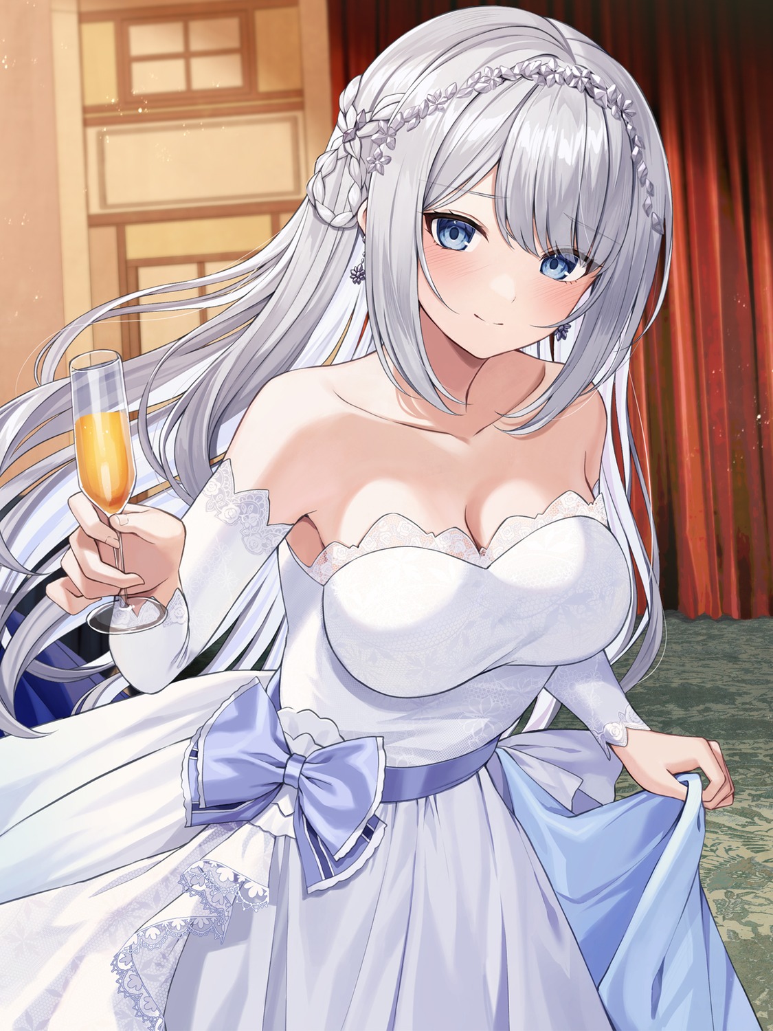 cool_na_megami-sama_to_issho_ni_sundara_amayakashi_sugite_ponkotsu_ni_shiteshimatta_ken_ni_tsuite, dress, kuroto_yuu, mikoto_rei, no_bra, see_through, skirt_lift, wedding_dress