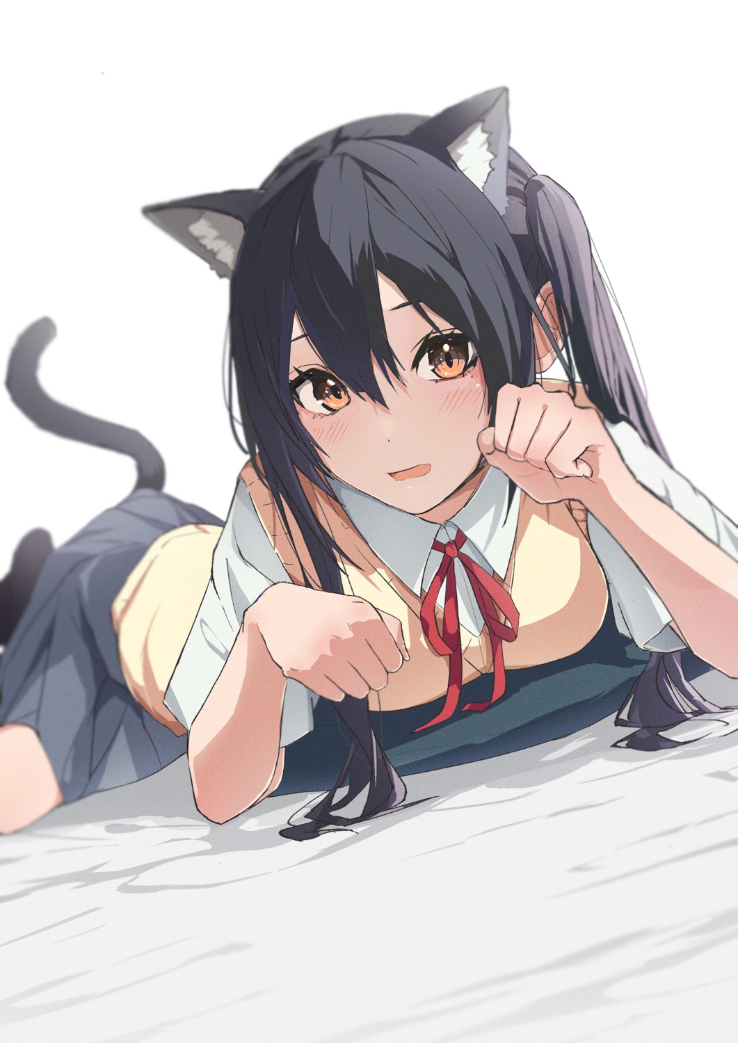 animal_ears, k-on!, nakano_azusa, nekomimi, okay178, seifuku, sweater, tail