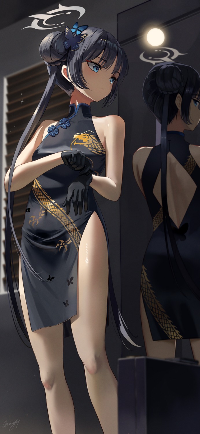 ass, blue_archive, chinadress, halo, may9, ryuuge_kisaki