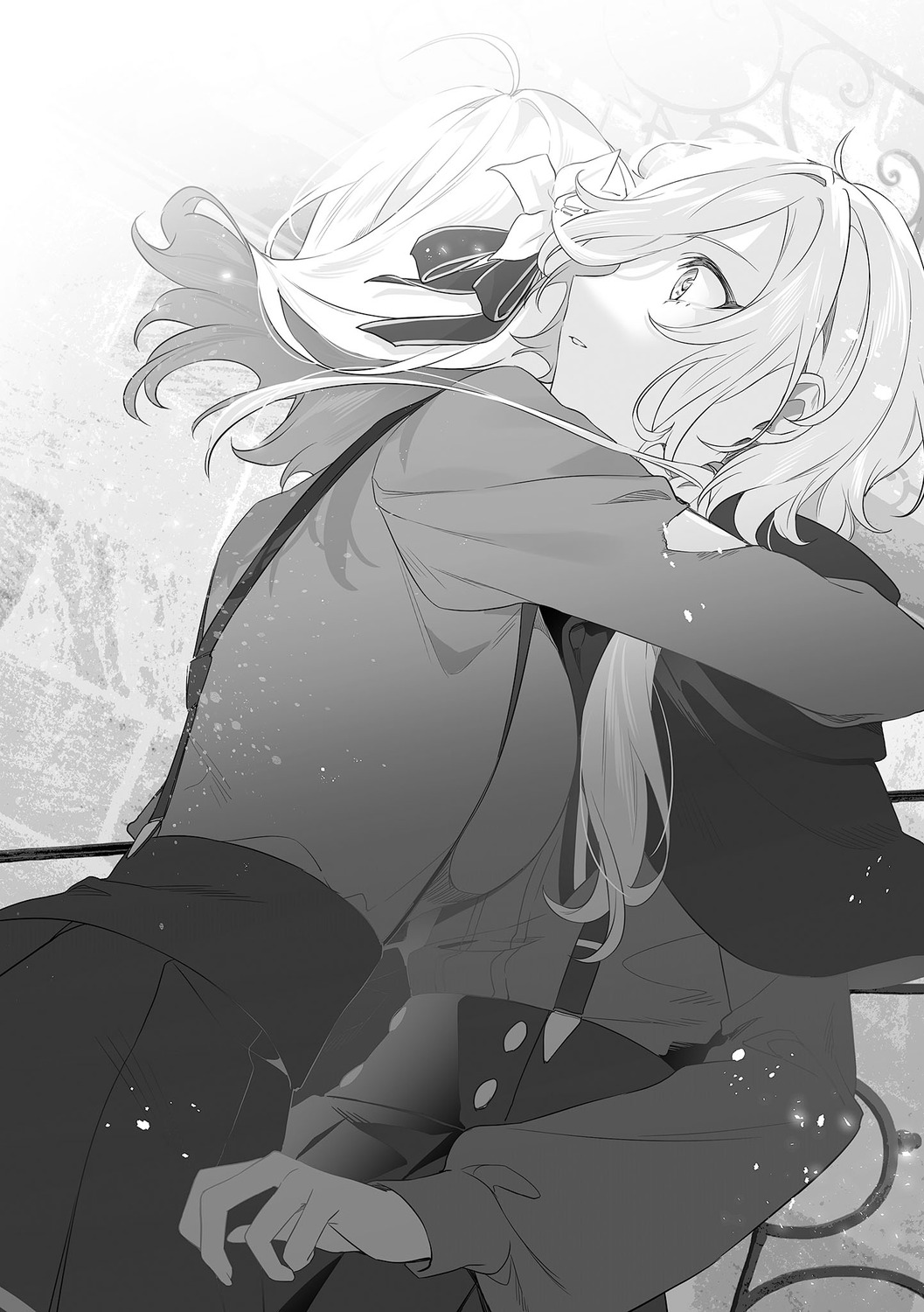 lily_(spy_kyoushitsu), monika_(spy_kyoushitsu), monochrome, spy_kyoushitsu, tomari, torn_clothes, uniform