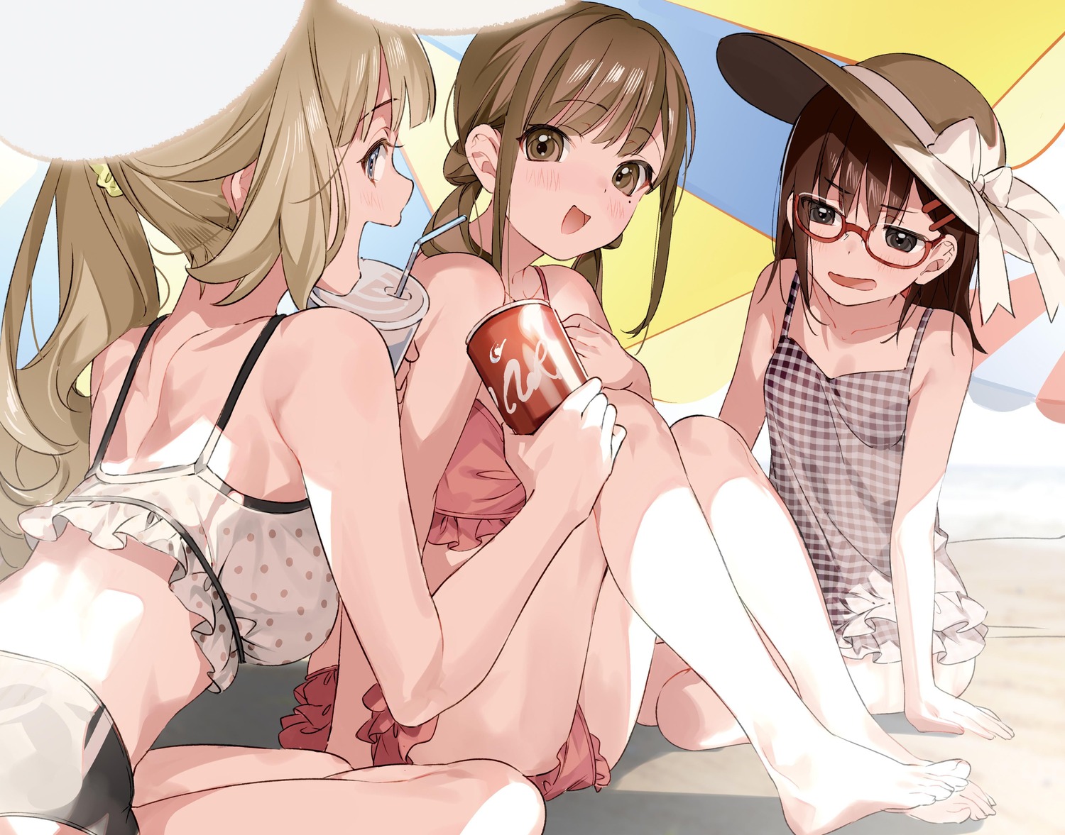 almic, amamiya_shiena, bikini, jinguuji_naori, kamedake_ririsu, koi_wa_futago_de_warikirenai, megane, swimsuits