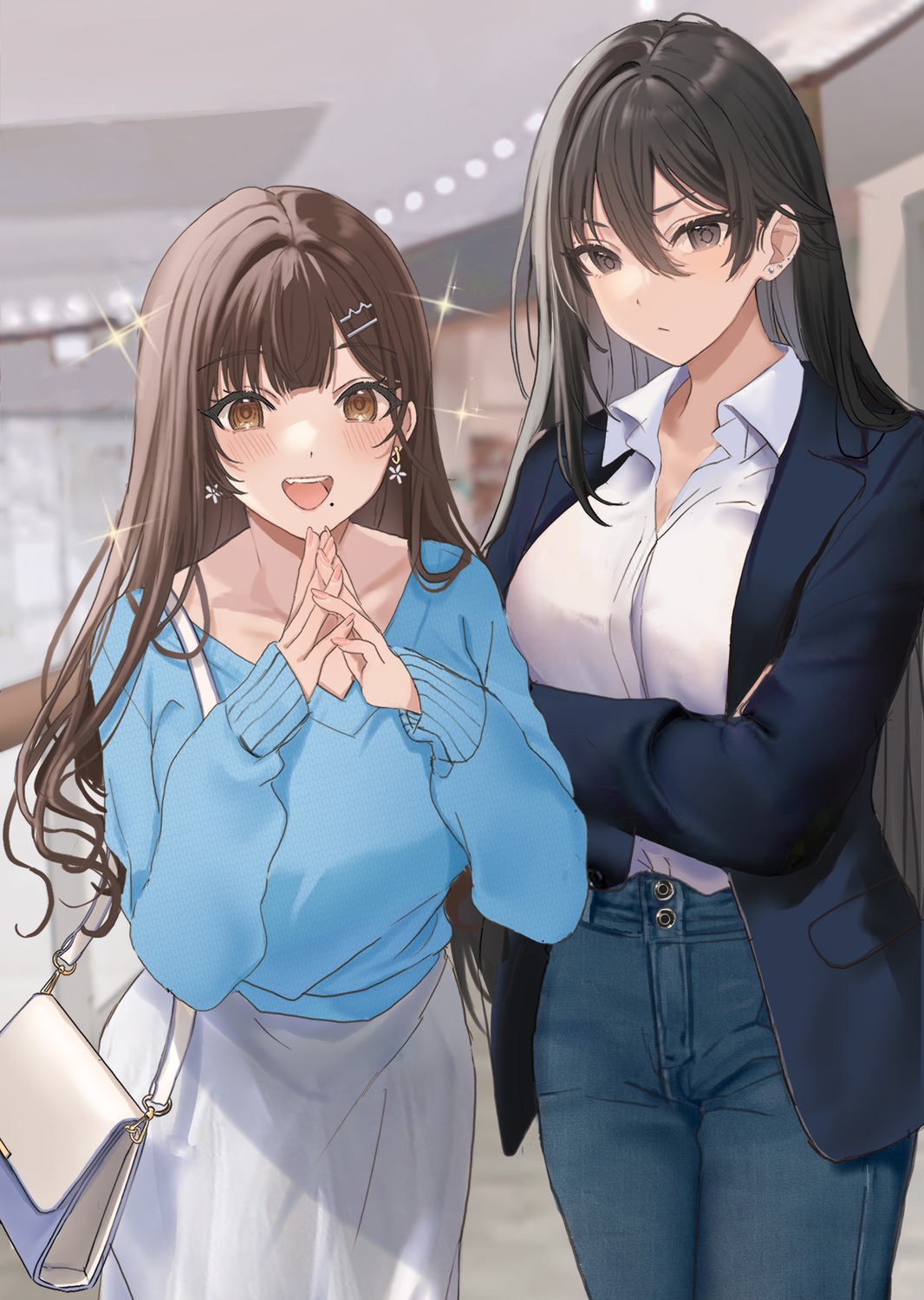 dress_shirt, hamu, shimizu_ai, shimizu_kei, sweater, tonari_no_seki_no_yankee_shimizu-san_ga_kami_wo_kuroku_sometekita