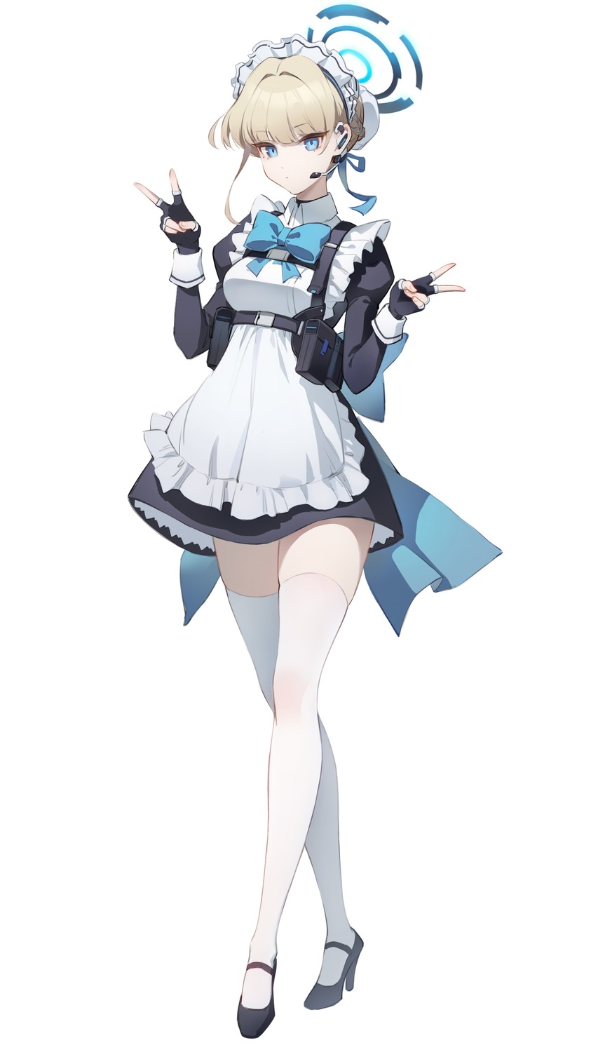 asuma_toki, bilibilida, blue_archive, halo, headphones, heels, maid, thighhighs
