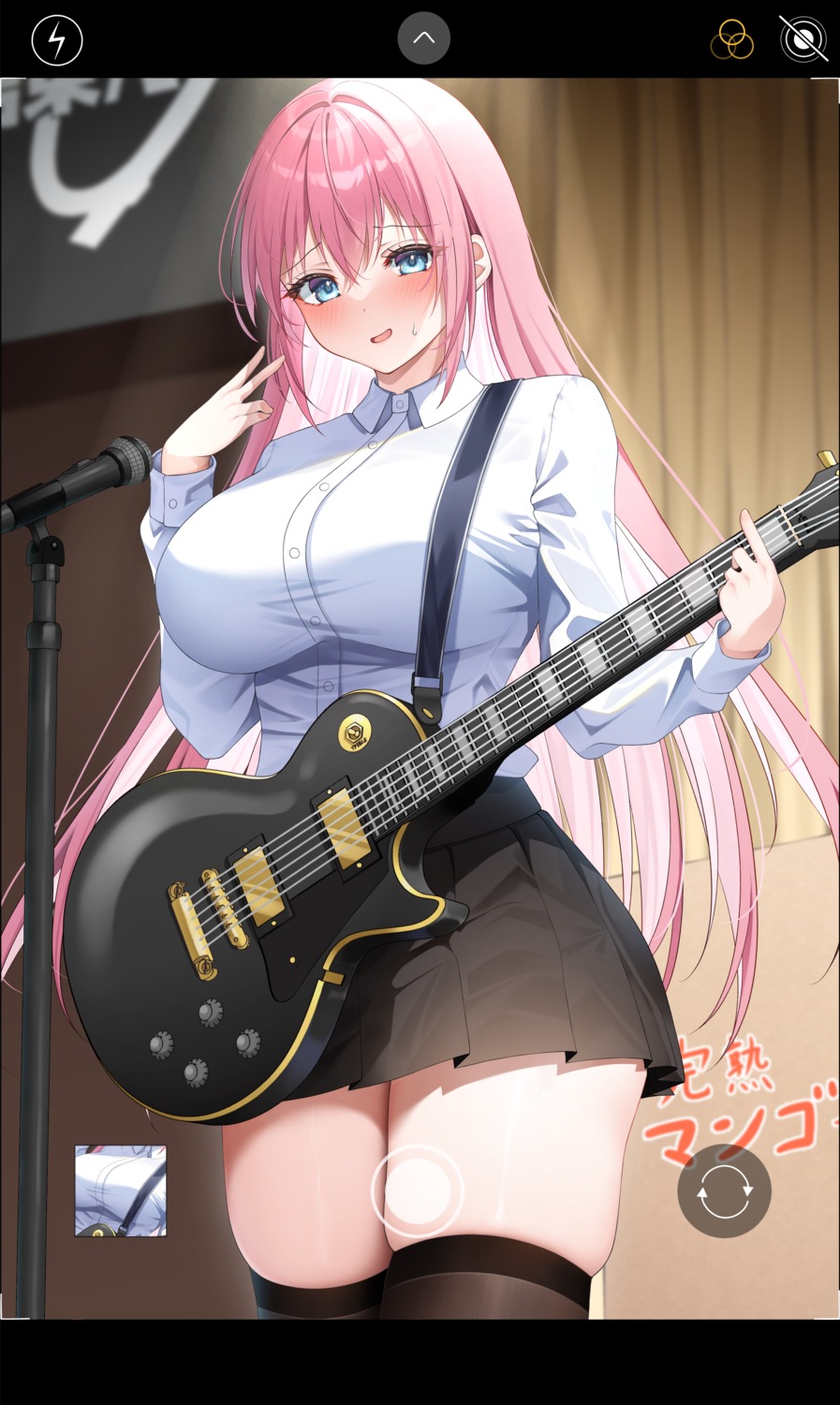 ayakura_maki, bocchi_the_rock!, gotou_hitori, guitar, seifuku, thighhighs