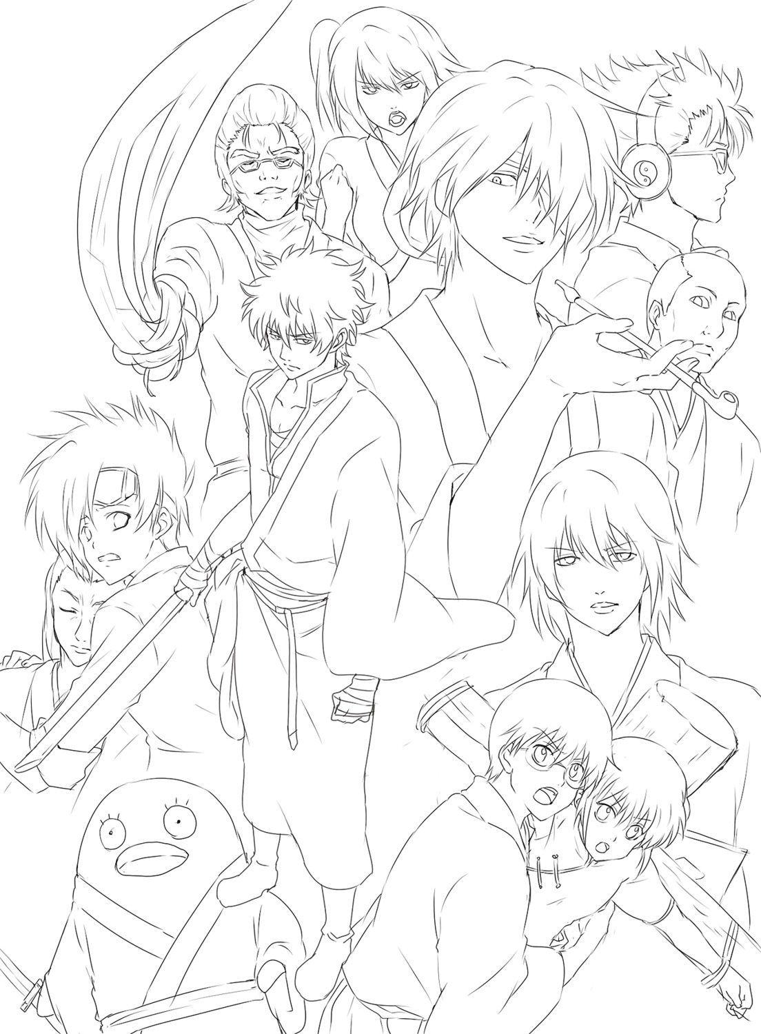elizabeth_(gintama), gintama, kagura, kawakami_bansai, kijima_matako, murata_tetsuko, okada_nizou, punchiki