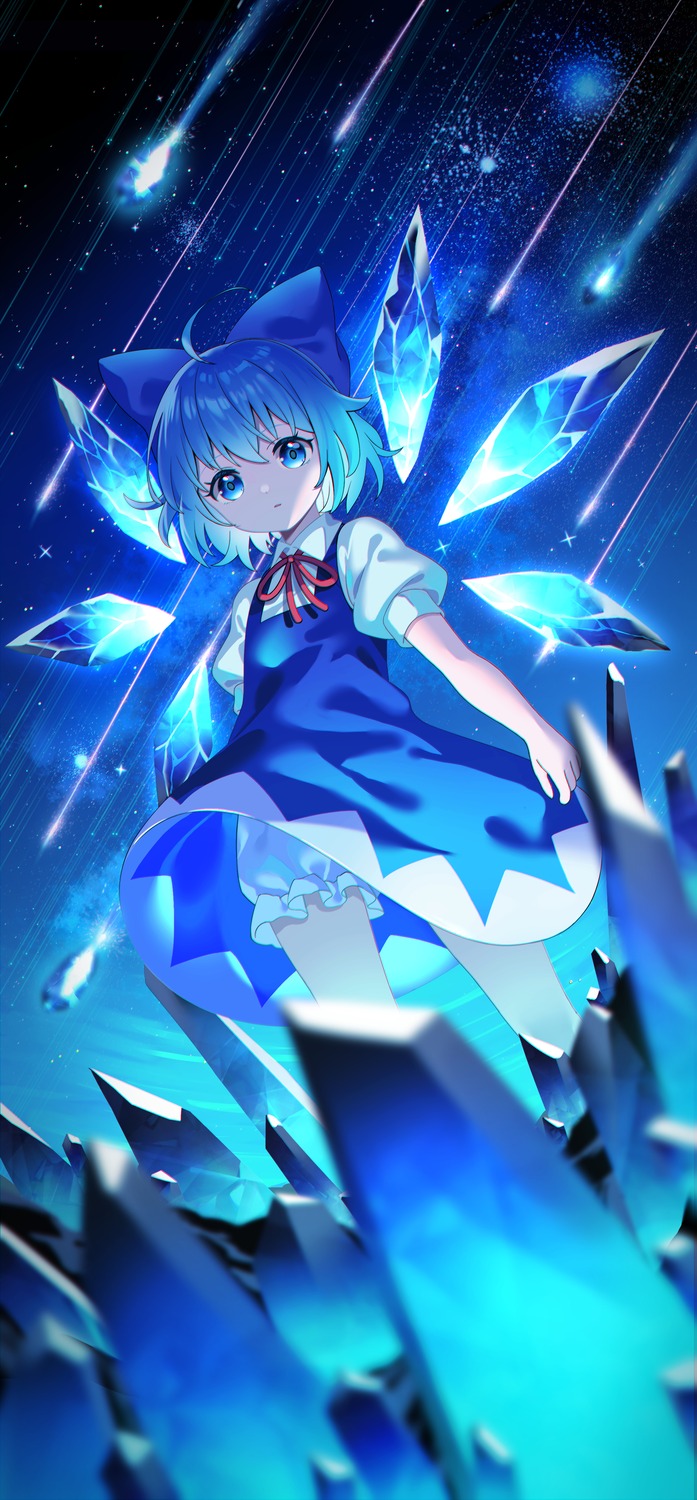 bloomers, cirno, dress, skirt_lift, touhou, wings, yuujin_(yuzinn333)