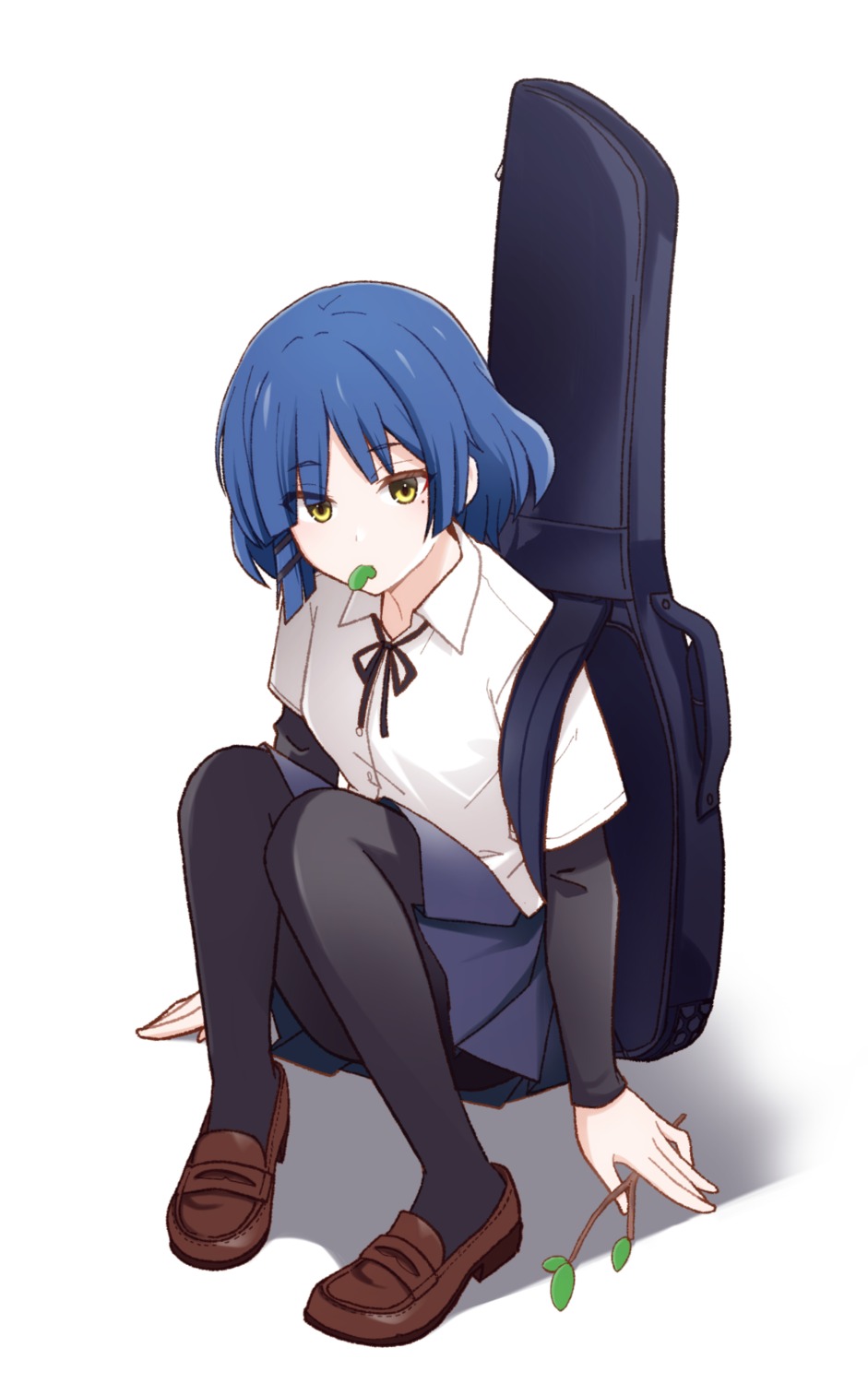 bocchi_the_rock!, guitar, pantyhose, seifuku, skirt_lift, tonogai_yoshiki, yamada_ryou
