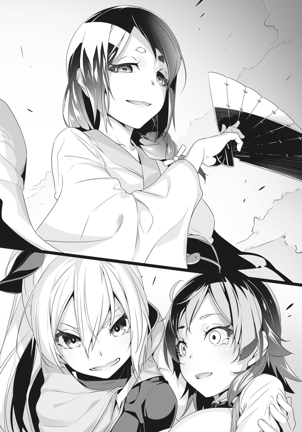 japanese_clothes, manon_(shokei_shoujo), menou_(shokei_shoujo), monochrome, nilitsu, shokei_shoujo_no_virgin_road, tokitou_akari