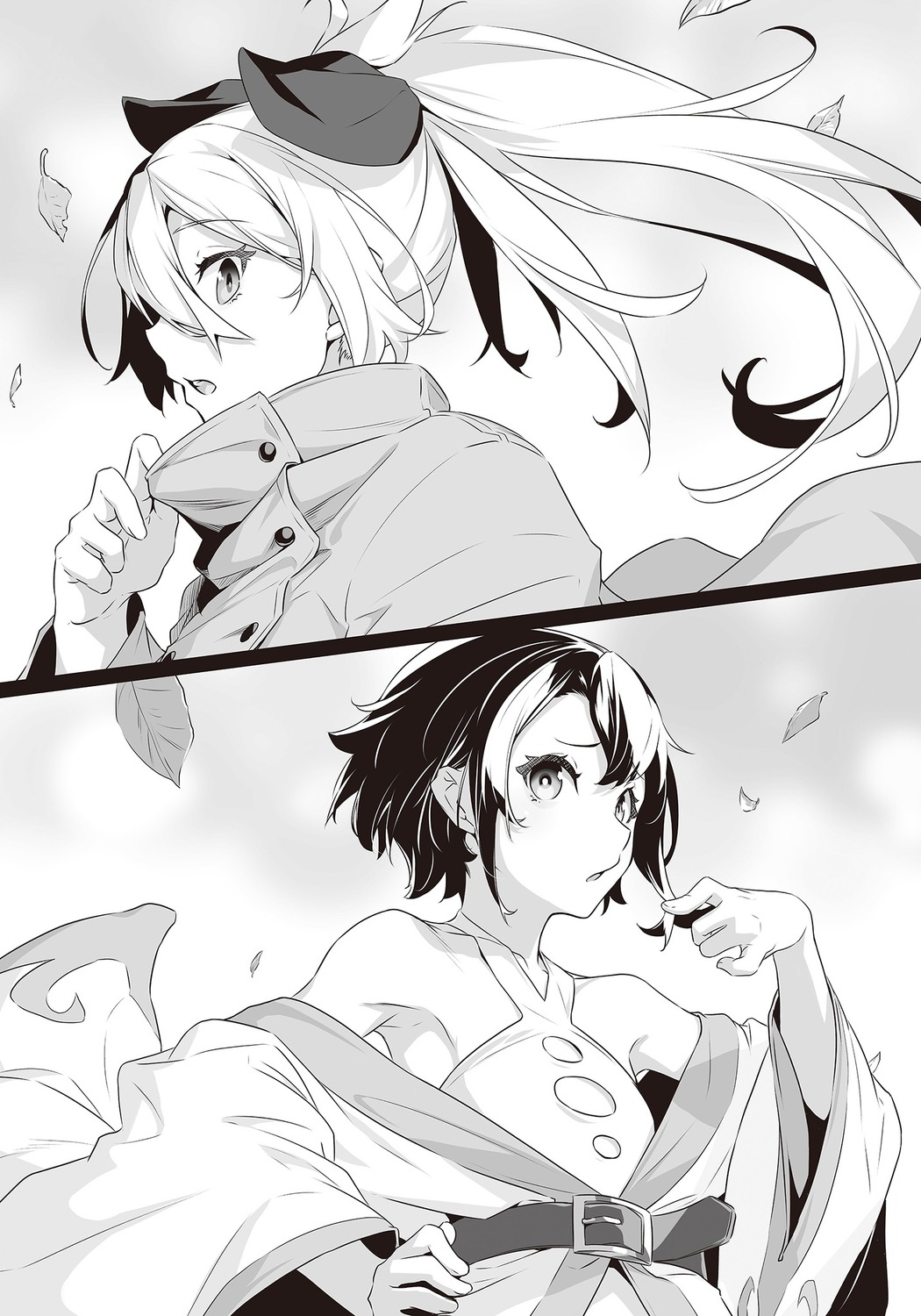 maya_(shokei_shoujo), menou_(shokei_shoujo), monochrome, nilitsu, shokei_shoujo_no_virgin_road