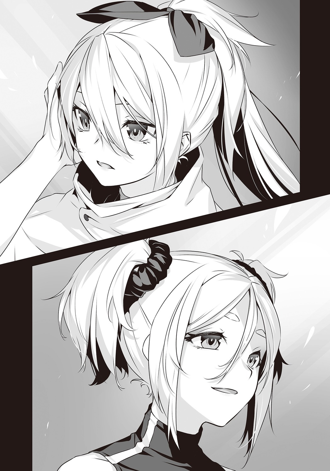 menou_(shokei_shoujo), momo_(shokei_shoujo), monochrome, nilitsu, shokei_shoujo_no_virgin_road