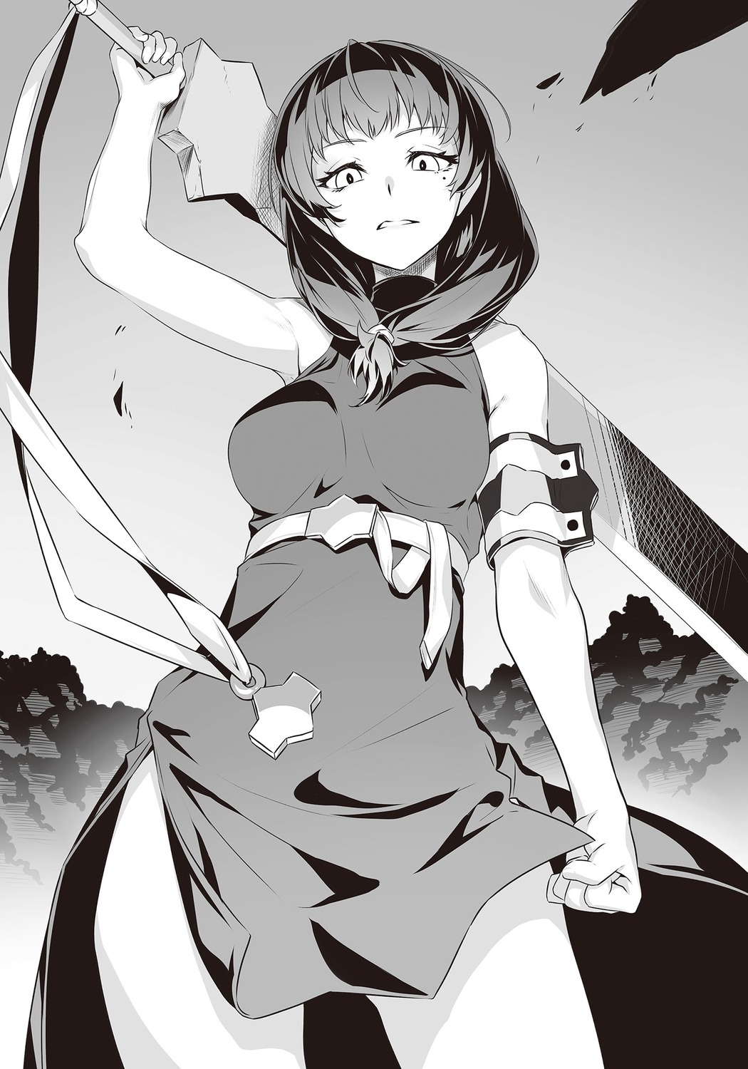 dress, michelle_(shokei_shoujo), monochrome, nilitsu, shokei_shoujo_no_virgin_road, sword