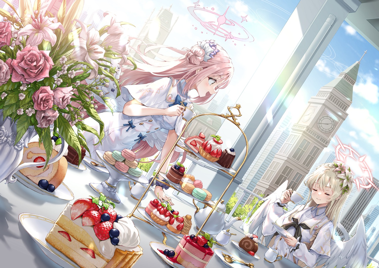 angel, blue_archive, hirokazu_(analysis-depth), kirifuji_nagisa, misono_mika, wings