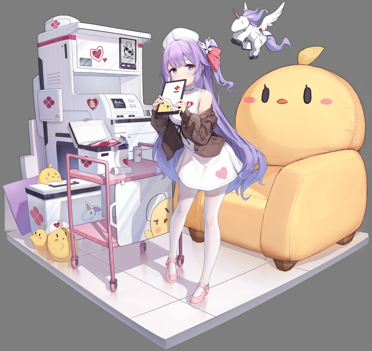 azur_lane, kaede_(yumesaki_kaede), manjuu_(azur_lane), nurse, pantyhose, sweater, transparent_png, unicorn_(azur_lane)
