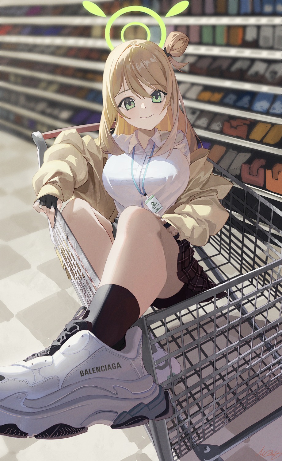 blue_archive, halo, izayoi_nonomi, m.q_(mqkyrie), seifuku, sweater