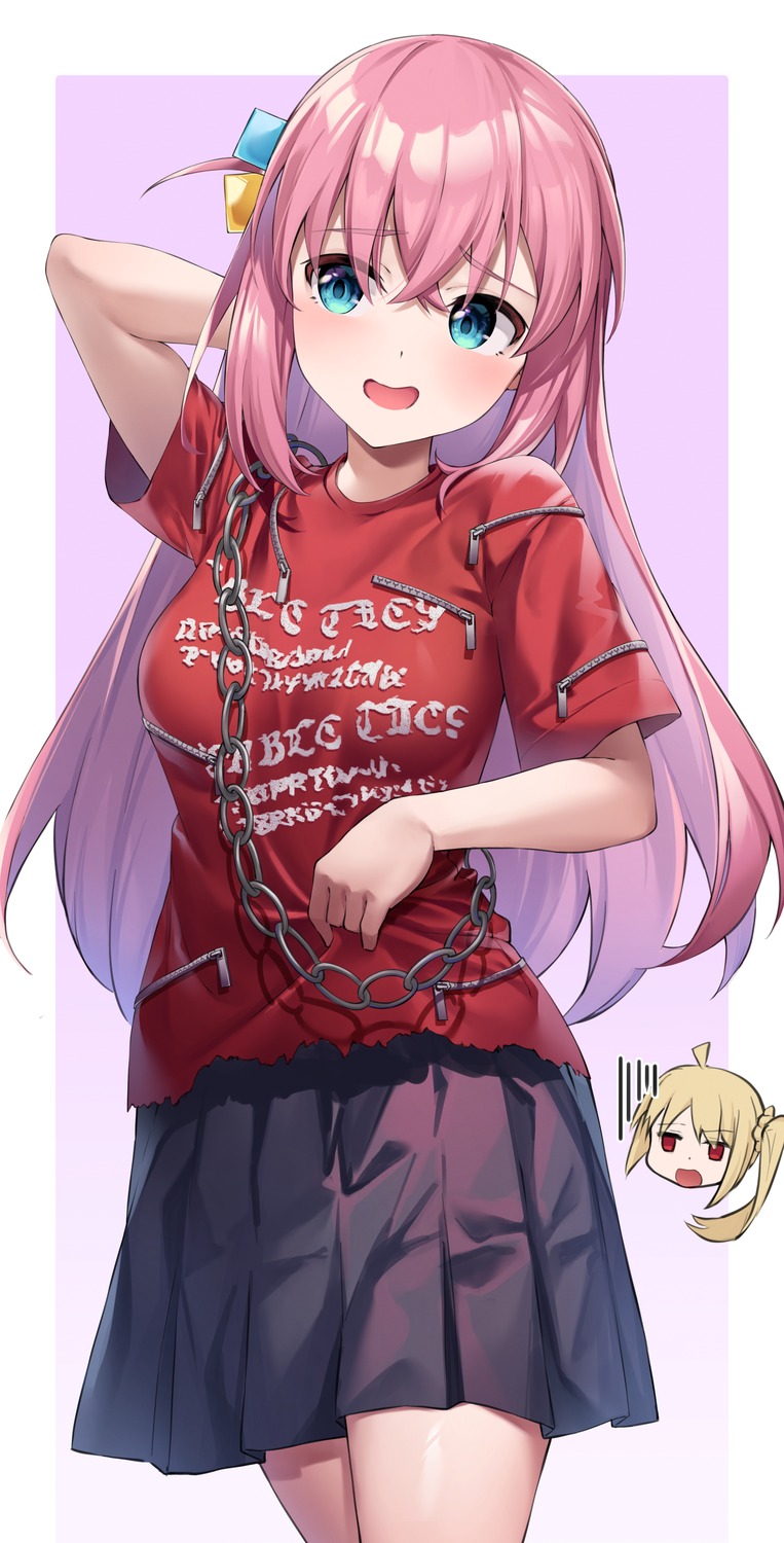 bocchi_the_rock!, gotou_hitori, ijichi_nijika, pizza_(artist), seifuku, torn_clothes