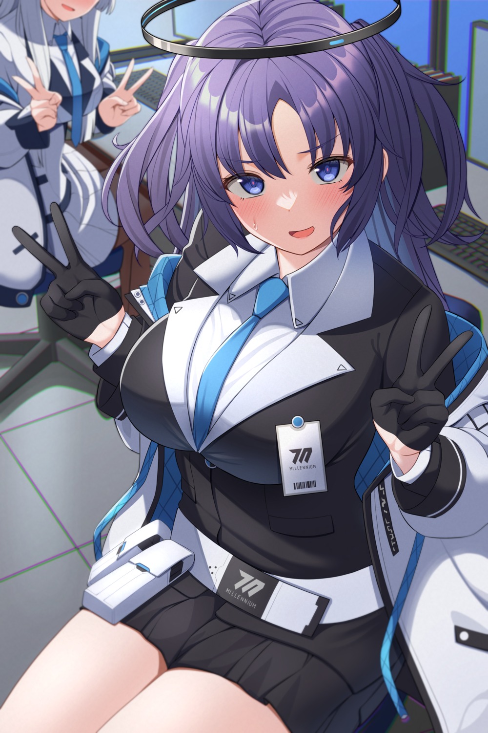 blue_archive, halo, hayase_yuuka, nekojima, seifuku, ushio_noa