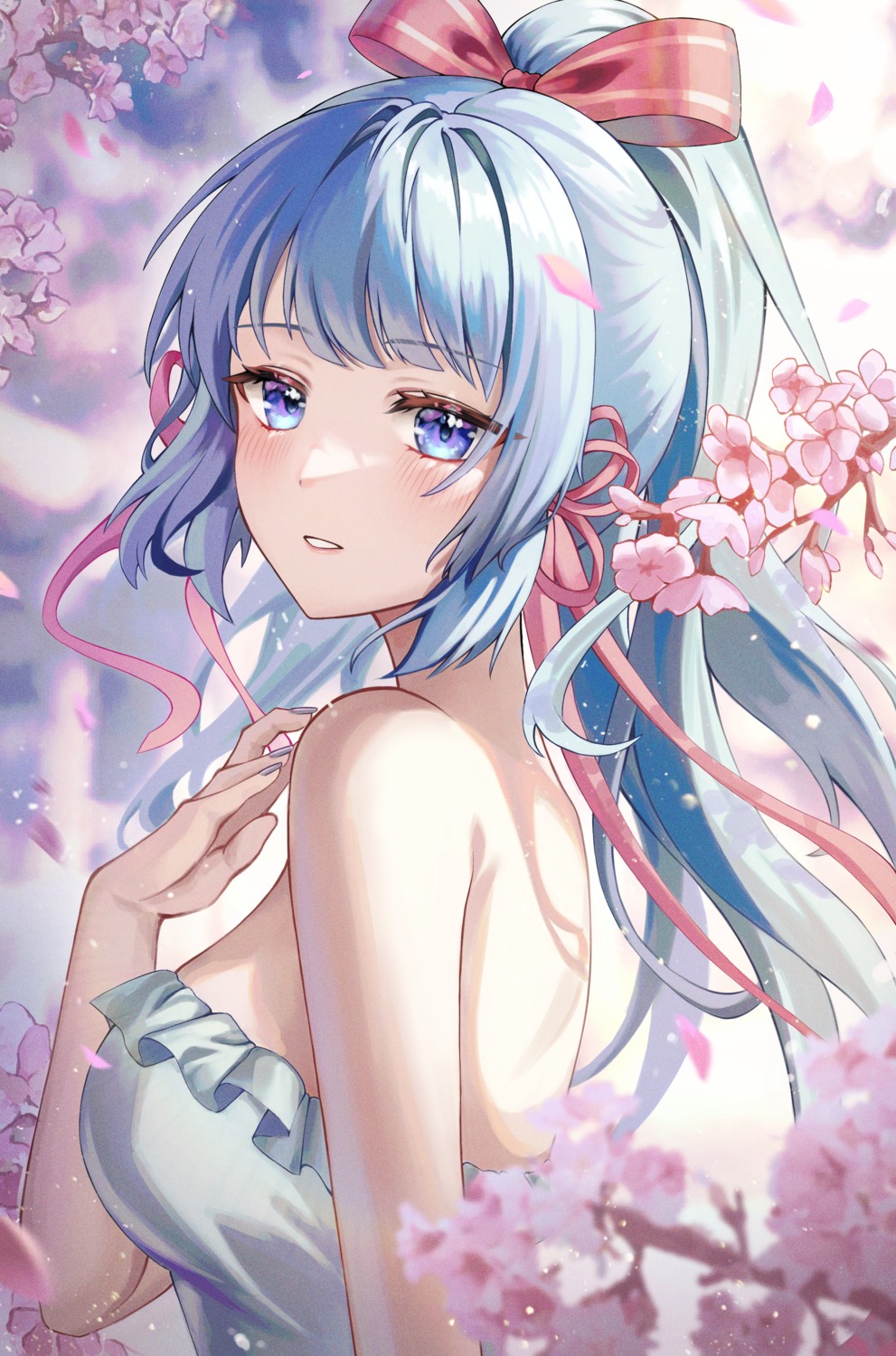 genshin_impact, kamisato_ayaka, mella, no_bra