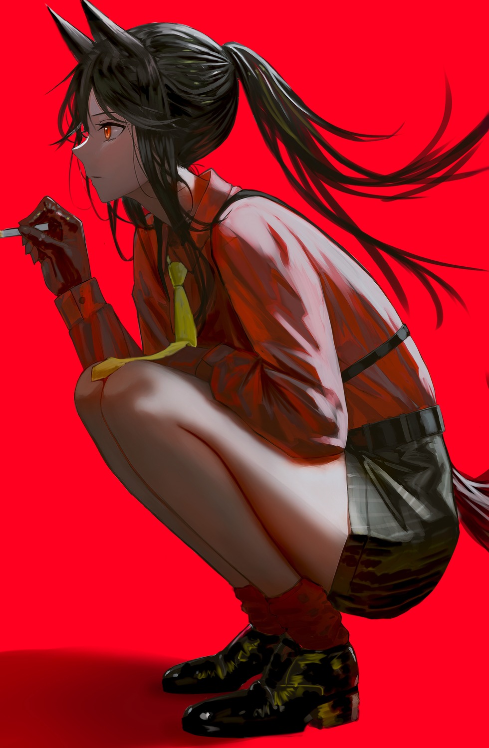 animal_ears, arknights, ganet_p, smoking, tail, texas_(arknights)