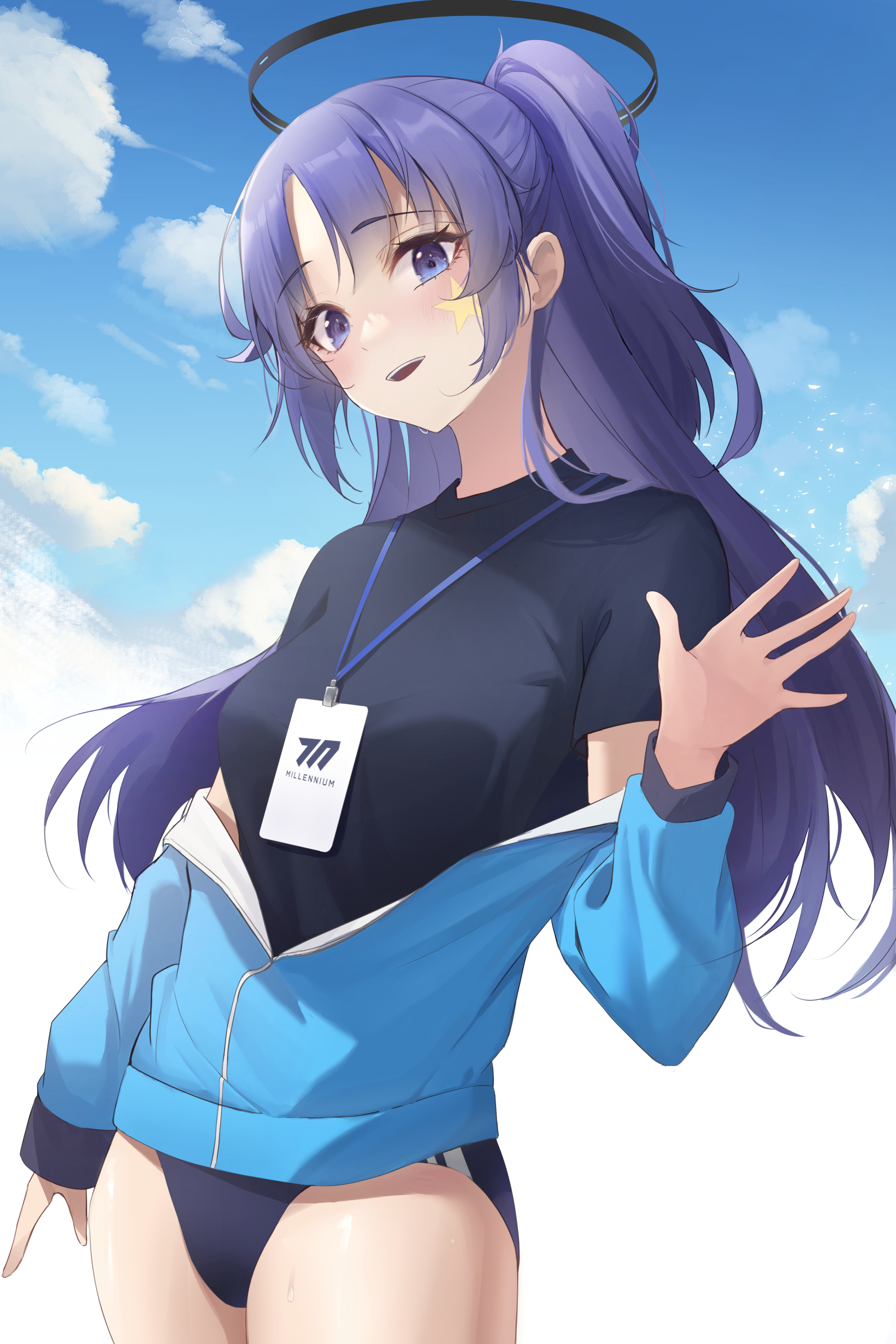 blue_archive, buruma, gym_uniform, halo, hayase_yuuka, sellf, tattoo