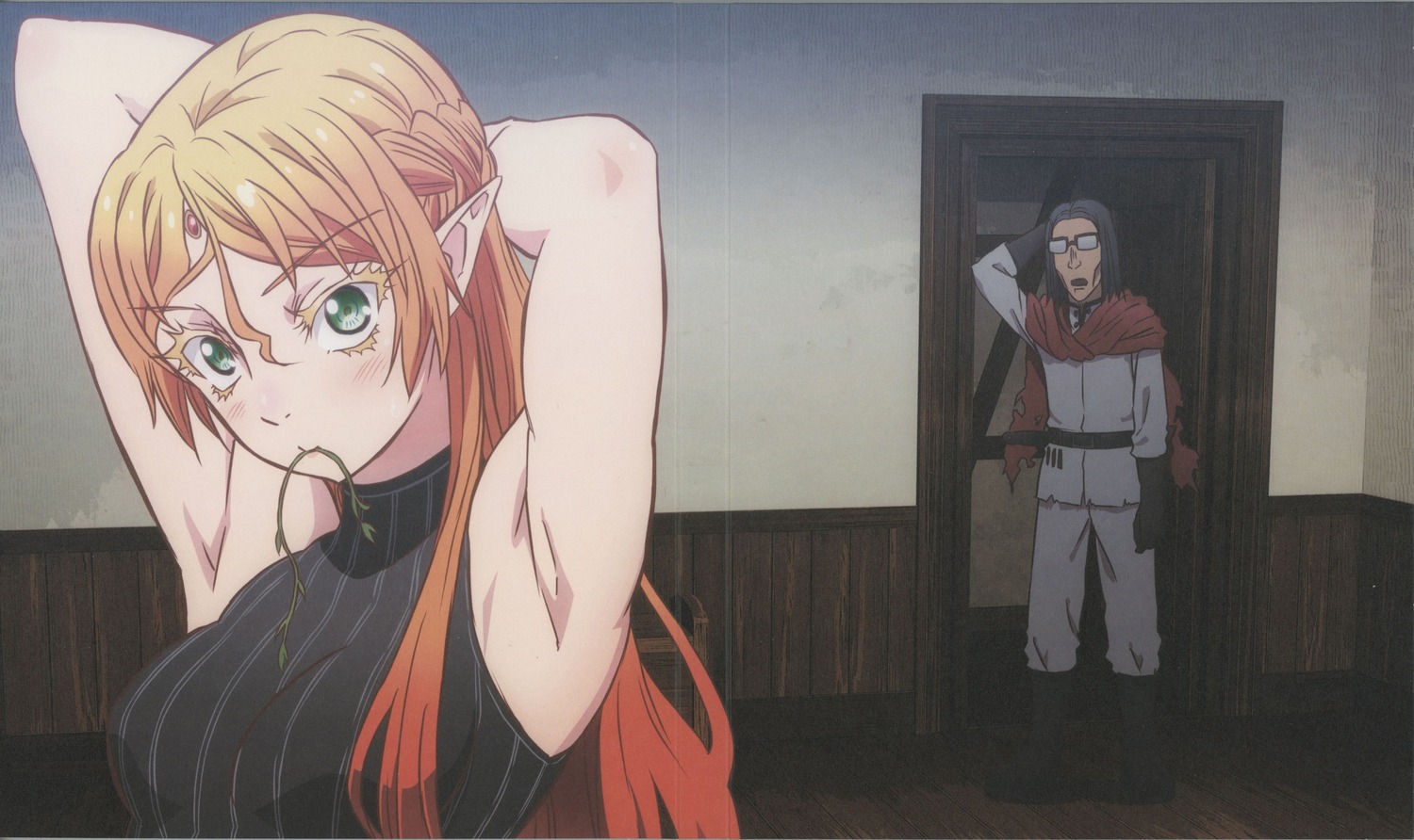 crease, disc_cover, elf, isekai_ojisan, megane, pointy_ears, shibazaki_yousuke, sui_(isekai_ojisan), torn_clothes