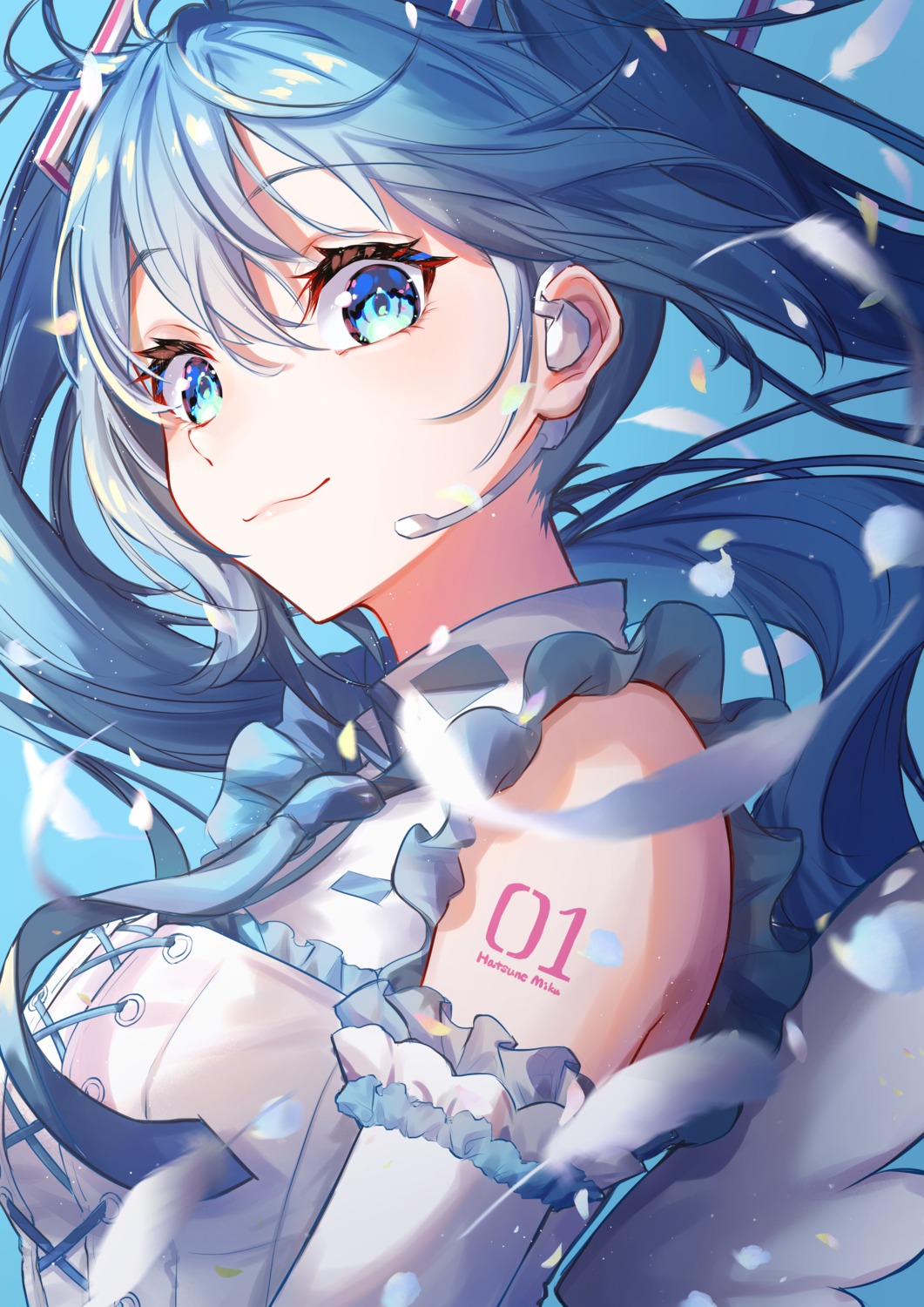 hatsune_miku, headphones, tattoo, vocaloid, wings, yuzuha_wasa