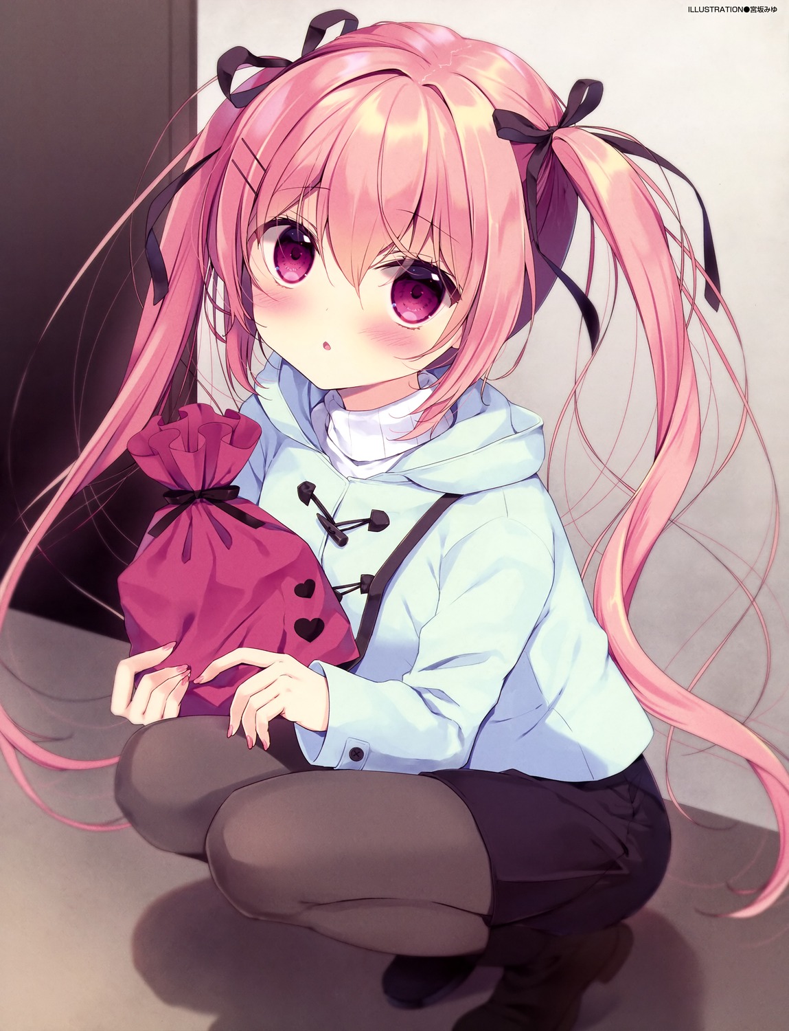 miyasaka_miyu, niwasaka_rira, pantyhose, sweater, valentine