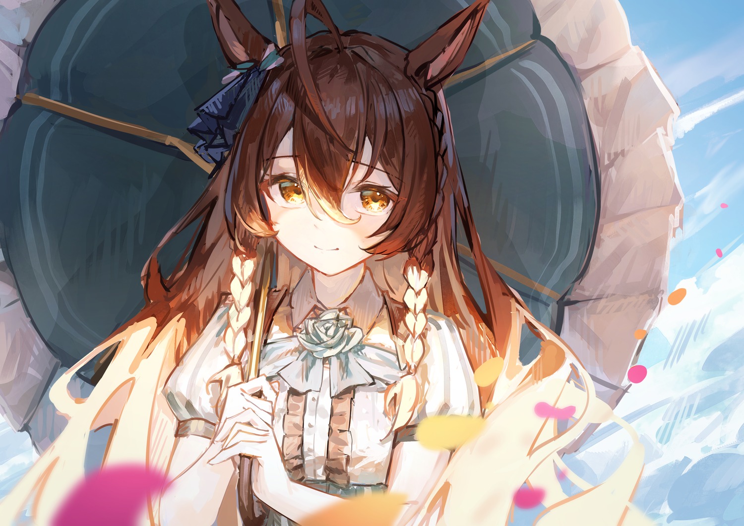 animal_ears, mejiro_bright_(umamusume), uma_musume_pretty_derby, umbrella, uniform, yu_hydra