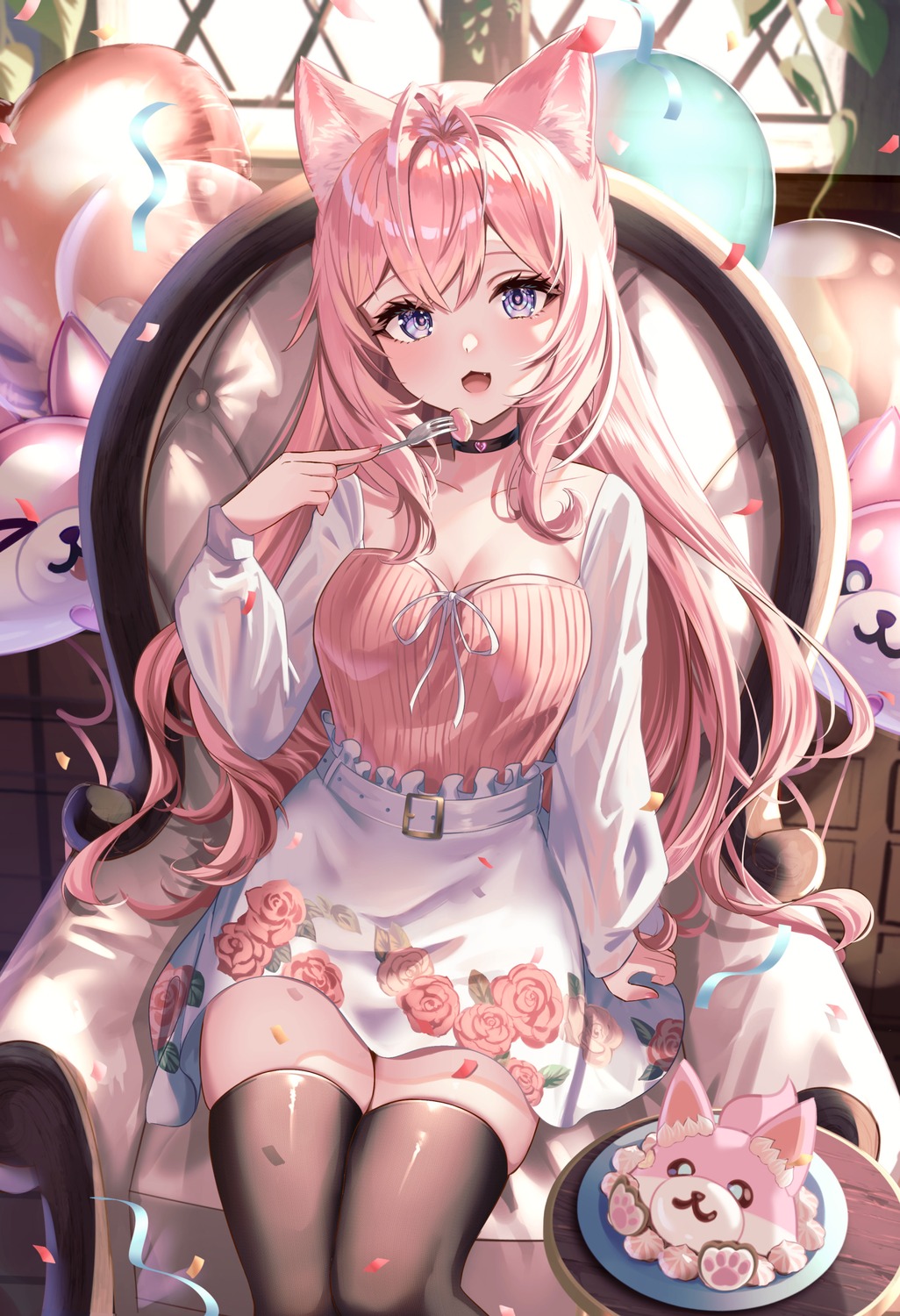 animal_ears, hakui_koyori, hololive, lucy_(rusi-juren328), thighhighs