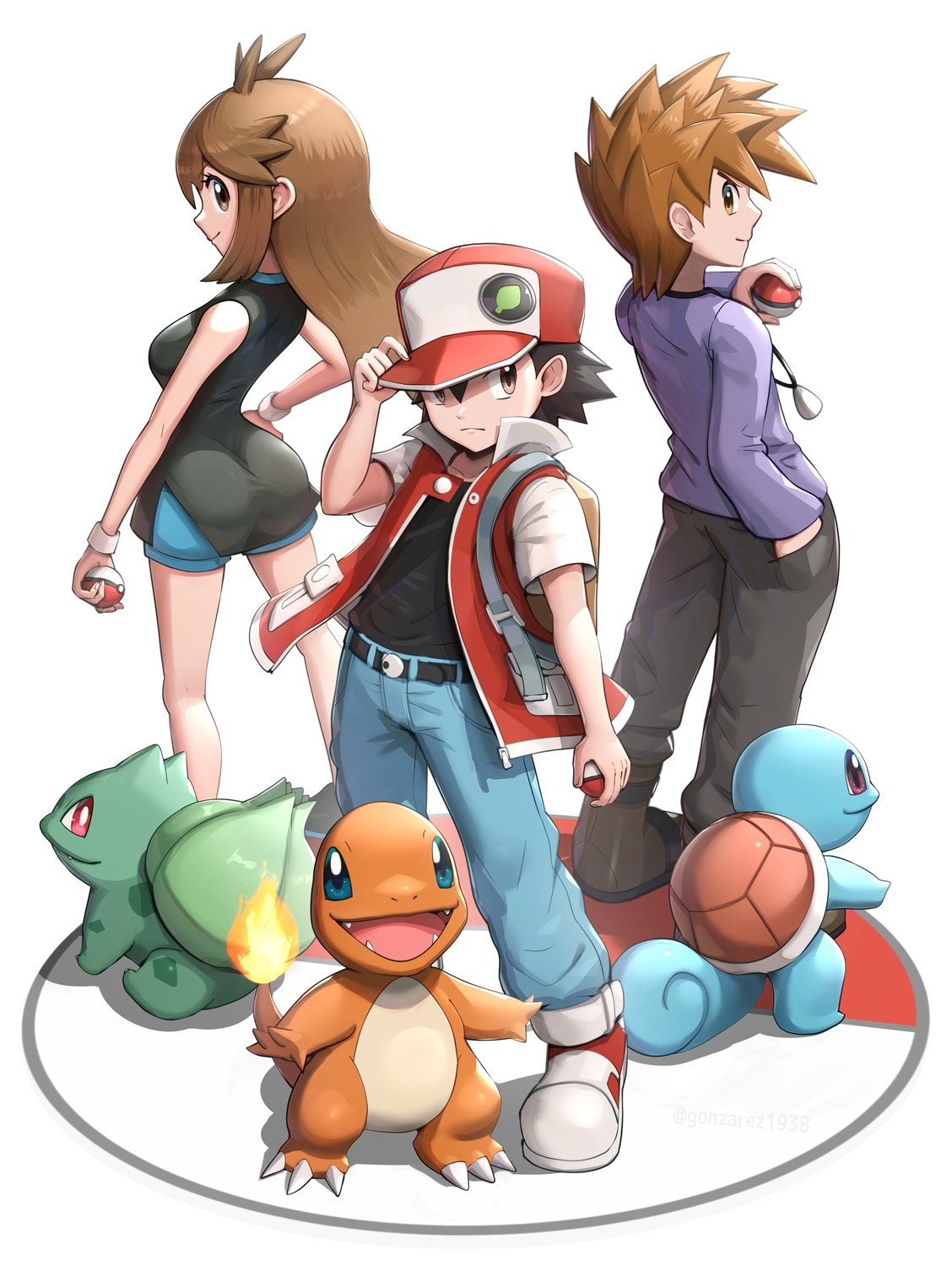 ass, blue_(pokemon), bulbasaur, charmander, gonzarez, ookido_green_(pokemon), pokemon, red_(pokemon)